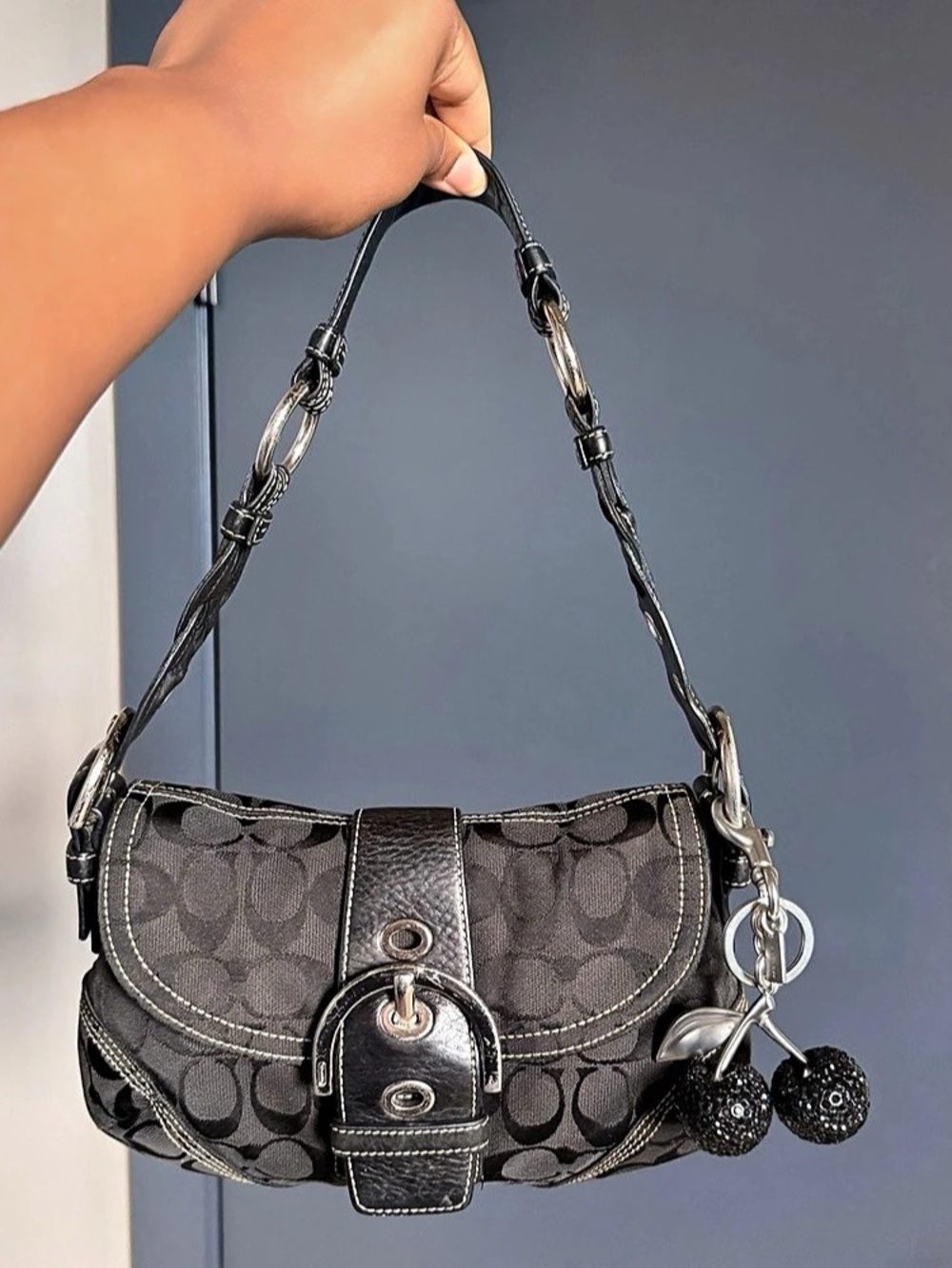 Coach Black Signature Canvas Mini SoHo.